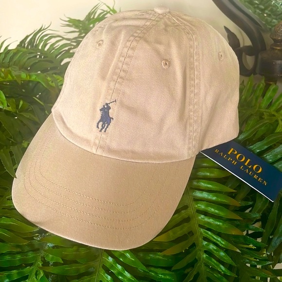 Polo Ralph Lauren Other - Brand New Polo Ralph Lauren Neutral Tan Blue Pony Adjustable Baseball Hat Cap